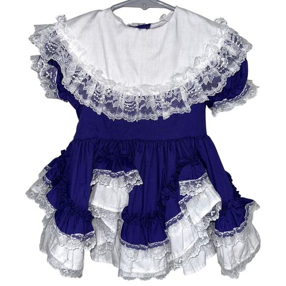 Lid’l Dolly’s Handcrafted Purple White Southern Belle Lace Ruffle Dress Size 1T - Picture 1 of 8
